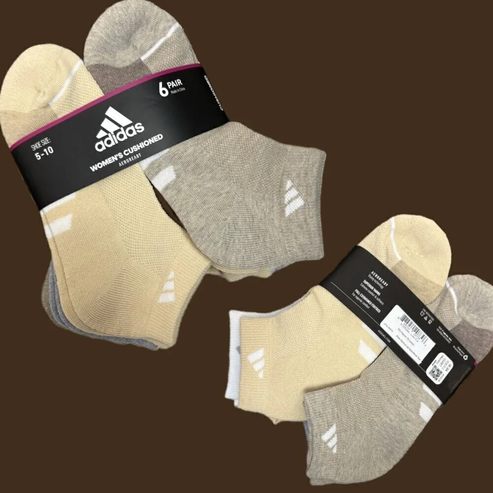 Adidas Aeroready Tech Logo Assorted Colors Cushioned Footbed Low Cut Socks-6-Pk